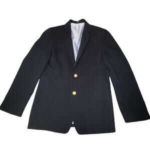 Izod Navy Boys Blazer Sport Coat Single Breasted Gold Buttons Sz 16